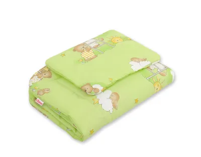 Produktbild von Babybettwäscheset mit Füllung, 2-teilig, 75x100cm NEWBORN - Teddybären in Wolken, grün