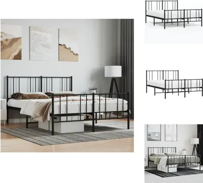 Produktbild von vidaXL Bettgestell mit Kopf- und Fußteil Metall Schwarz 120x190 cm -  Betten & Bettgestelle