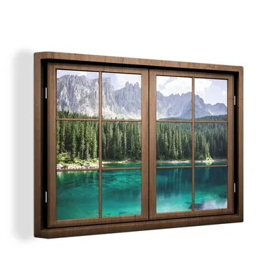 Produktbild von OneMillionCanvasses® - Leinwandbilder - 150x100 cm, Aussicht - Baum - See, Wandbilder Kunstdruck Wanddekoration