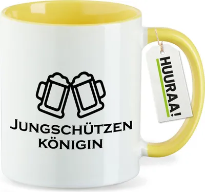 Produktbild von Huuraa Kaffeetasse Jungschützenkönigin Schützenfest 330ml Gelb Keramik Kaffeebecher Geschenkidee