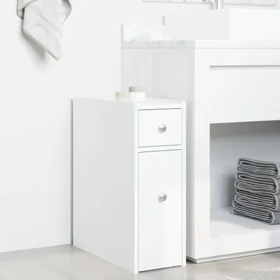 Produktbild von Möbel Badschrank Schmal mit Rollen Weiß Holzwerkstoff Top3829713
