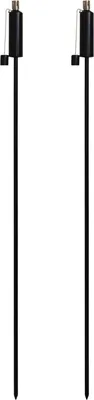 Produktbild von 2x Schwarz 146cm Metall Runden Garten Feuerfackeln - Groß Draussen Citronella Paraffin Ölbrenner Tiki Pfahl Laterne Beleuchtung - von Harbour Housewares