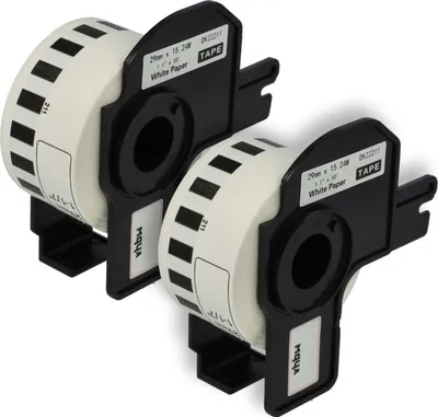 Produktbild von vhbw 2x Rolle mit Halter 29mm x 15,24m (1 Etikette) kompatibel mit Brother PT QL500BW, QL-550, QL-560, QL-570, QL-580N, QL650TD, QL-700 Drucker Weiß
