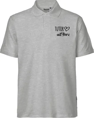 Produktbild von Huuraa Herren Polo Shirt Tutor mit Herz XXL Sport Grey Bio Baumwolle Fairtrade Poloshirt Geschenkidee