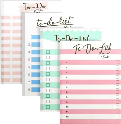 Produktbild von Belle Vous (4er-Pack) Tagesplaner Block für To Do Listen in Verschiedenen Farben - 50 Blatt Todo Liste Block mit Undatierten Seiten - Kleiner