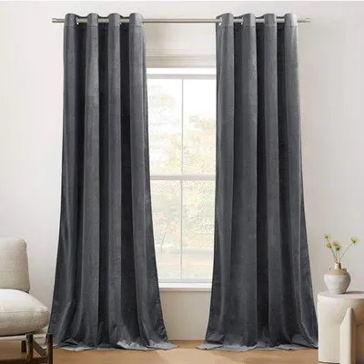 Produktbild von Famanu Vorhangset aus Samt, 2 Stück 132x260 cm, Grau