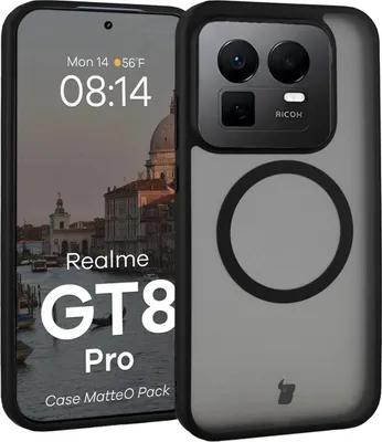 Produktbild von Schutzhülle mit Magnetring + gehärtetem Glas Bizon MatteO Pack für Realme GT 8 Pro, Getönt-Schwarz
