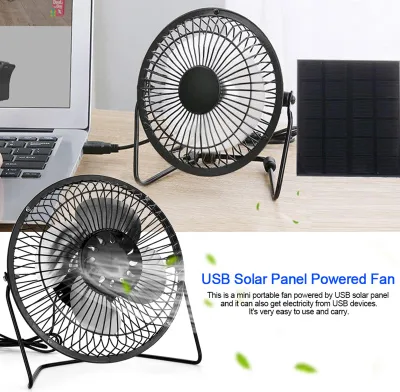 Image de Mini ventilateur portable USB alimenté par panneau solaire pour la ventilation de la maison, le voyage et la pêche
