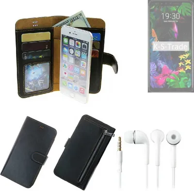 Produktbild von TOP SET Handy Hülle Schutz Hülle kompatibel mit LG Electronics G8s ThinQ  schwarz aus Kunstleder + Kopfhörer Smartphone Tasche vollwertige