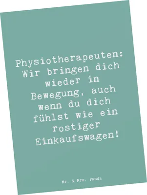 Produktbild von Mr. & Mrs. Panda Postkarte Spruch Physiotherapeut Bewegung - Meeresbrise - Geschenk, Beruf, Hingabe, Ansichtskarte, Postkarten, Gesundheit, bildkarte, Grußkarte, Berufe