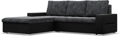 Produktbild von Links Ecksofa mit Schlaffunktion Aurora, Schwarz + Schwarz