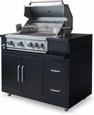 Produktbild von Gasgrill mit 4 Brennern und Drehspieß für die Außenküche - Oviala Memphis