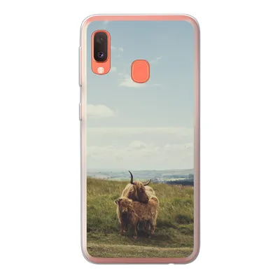 Produktbild von MuchoWow® Handyhülle Schutzhülle Hülle für Samsung Galaxy A20e Schottische Highlander - Gras - Wolken - Tiere Silikon Softcase Handy Hülle - Abdeckung
