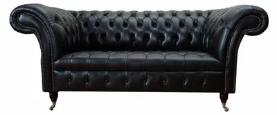 Produktbild von Dreisitzer Luxus Sofa 3 Sitzer Sofas Sitzer Leder Schwarz Chesterfield