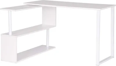 Produktbild von WOLTU Schreibtisch Eckschreibtisch Computertisch Bürotisch Arbeitstisch mit Ablagen 120x100x74cm(BxTxH), MDF Weiß