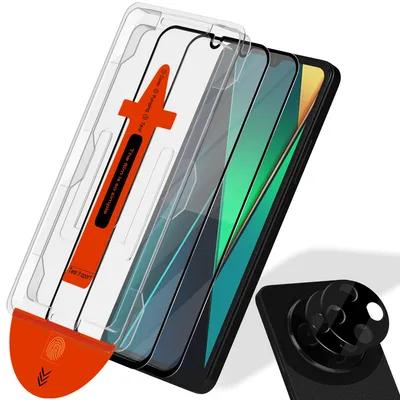 Produktbild von 2-Pack Xiaomi Poco C75 Displayschutzfolie & 2-Pack Kameraschutz - Gehärtetes Glas | [Automatische Installation] - Blasenfrei