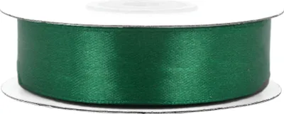18mm breites, 25m langes, einseitig glänzendes dunkelgrünes Satinband auf Rolle. Perfekt für Bastelprojekte und Geschenkverpackungen