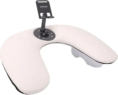 Productafbeelding van Witte nagelarmsteun voor nageltechnologie met telefoonhouder en U-vormige manicure-handsteun
