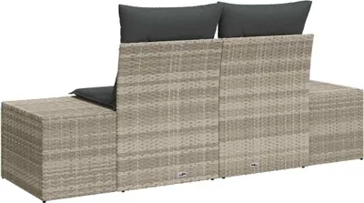 Image de Canapé de jardin vidaXL avec coussins, gris, 184 x 62 x 69 cm, en rotin synthétique