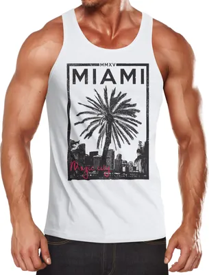 Produktbild von Herren Tank Top Miami Beach Palmen Skyline Neverless®  L