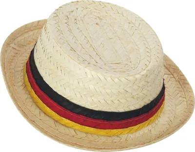 Produktbild von Deutschland Strohhut Hut Gr. 58 cm WM EM Fußball Schwarz Rot Gold Party