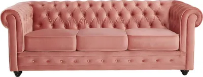 Produktbild von CHESTERFIELD 3-Sitzer Sofa - Pastellrosa Velours