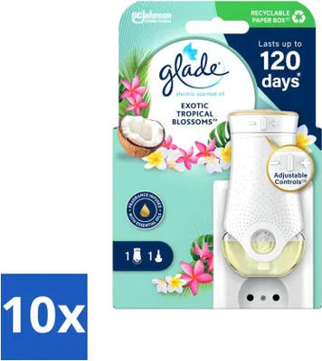 Produktbild von Glade - Elektrischer Ölbehälter - Exotische Tropenblüten - Ohne Nachfüllungen - Vorteilspack - 10 Stücke