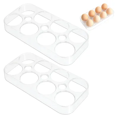 Eierablagen 2er-Set, für 10 Eier, Kühlschrank, transparent, 17,5x8,5x2,2 cm