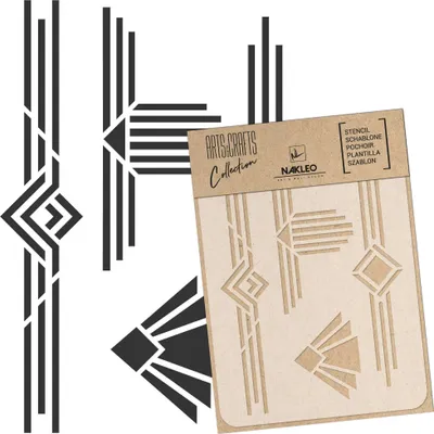 Produktbild von Malschablone für Handwerk A5 15x21cm, Art Deco Rahmen Grenzen Muster, Wiederverwendbare Kunststoff DIY & Scrapbooking Zeichenschablone
