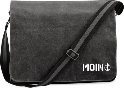 Produktbild von Huuraa Umhängetasche Moin Anker 14 Liter Black Canvas Laptoptasche Geschenkidee