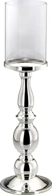 Produktbild von Windlicht auf Kugelfuß, versilbert glatt poliert, H 45 cm