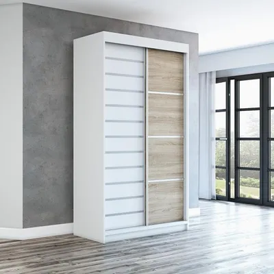 Produktbild von Schwebetürenschrank COLIN  2-türig Schrank 120 cm (Weiß, Schwarz, Sonoma)