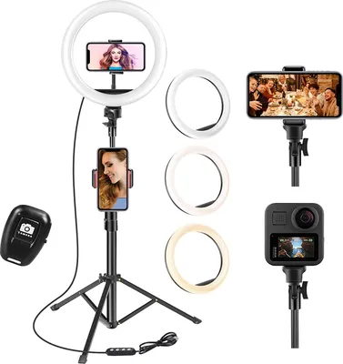 Produktbild von Selfie kruhové světlo se stativem, 10 palců, pro líčení, živé vysílání, YouTube, Tiktok, Vlog a fotografování