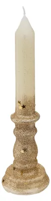 Produktbild von Glitzer-Stabkerze Gold und Weiß mit Sternen 20 cm - Einheitsgröße