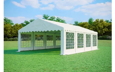 Productafbeelding van Partytent 5x8 m STANDARD – PVC 500 g/m², brandvertragend, gegalvaniseerde stalen buizen Ø38 mm, tot 80 personen - Wit
