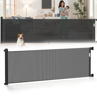 Obrázek produktu pro XINZI, výsuvná bezpečnostní zábrana na schodiště, až do délky 300 cm, černá, PVC, s dvojitým zámkem a ovládáním jednou rukou, pro děti a domácí zvířata