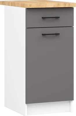 Produktbild von Küchen-Unterschrank mit Arbeitsplatte OLIWIA Weiß, Graphitgrau B40xH85xT46 cm