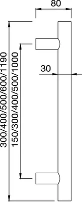 Immagine prodotto di Maniglia per porta KWS 8179 - L 400 mm, LA. 300 mm, ø 30 mm, acciaio inox opaco