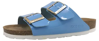 Produktbild von Rohde Damen Pantolette Lack zwei Schnallen Kork Fußbett Alba 5576, Größe:37 EU, Farbe:Blau