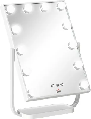 Obrázek produktu pro Zrcátko na líčení - LED zrcátko na líčení - 12 LED diod - 3 barevné režimy - 32,8 x 11 x 47,4 cm - bílé