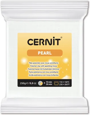 Produktbild von CERNIT CE0860250085C - Block Modelliermasse (Polymer) PEARL, ofenhärtend, sofort gebrauchsfähig, 250g, für DIY, Schmuck, Figuren, für Einsteiger und Hobbykünstler, Perlmutt - Glizer, 1 Stück
