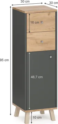 Produktbild von Midischrank Vicco Senyo Anthrazit 30 x 95 cm mit Schubladen, Model 36362