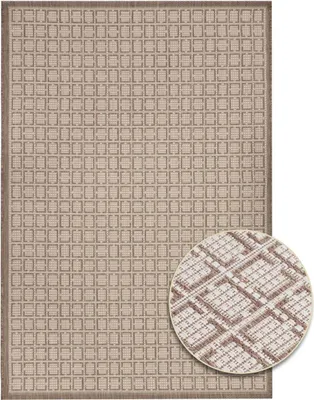 Produktbild von Primaflor Indoor- & Outdoorteppich LINEA - Taupe Square - 160x230cm - Wetterfester Lounge Teppich - Flachgewebte Bodenmatte für Balkon & Terrasse
