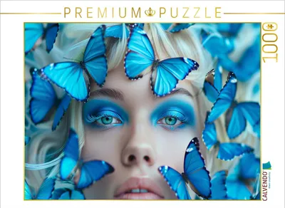 Produktbild von CALVENDO Puzzle Blaue Schmetterlinge | 1000 Teile Lege-Größe 64x48cm Foto-Puzzle für glückliche Stunden