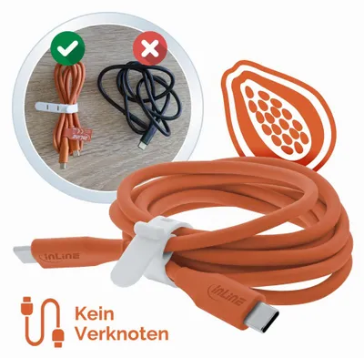 Image de InLine® Câble USB 2.0, USB-C Câble de charge rapide 100W, Papaya/orange 0,5m
