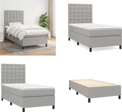 Produktbild von vidaXL Boxspringbett mit Matratze Hellgrau 90x190 cm Stoff - Boxspringbett - Boxspringbetten - Bett - Schlafzimmermöbel