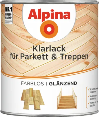 Produktbild von Alpina Klarlack für Parkett & Treppen 750 ml glänzend