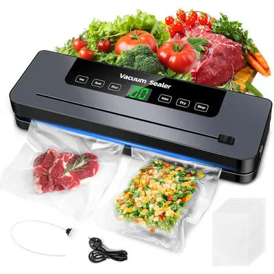 6-in-1 Vakuumierer, 30 cm Siegelnaht, LED-Display, 50 Beutel