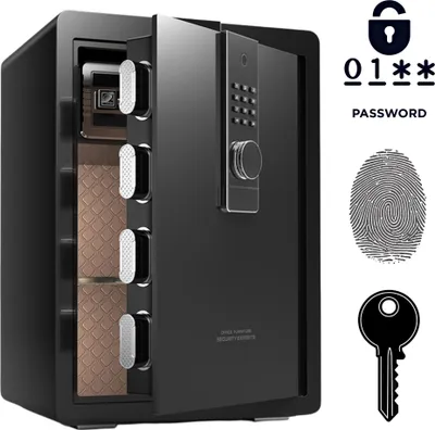 Produktbild von Gepanzerter Biometrischer Haustresor mit Fingerabdruck 60x38x33 cm Schwarz