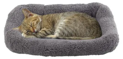 Produktbild von Katzenbett Katzenkissen Haustierbett - Plüsch - Wärmematte - 42 x 28 cm - Grau